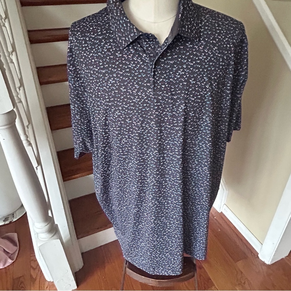 Callaway Men’s XXL Golf Polo Black Gray Chevron Print Opti-Dri Performance Shirt